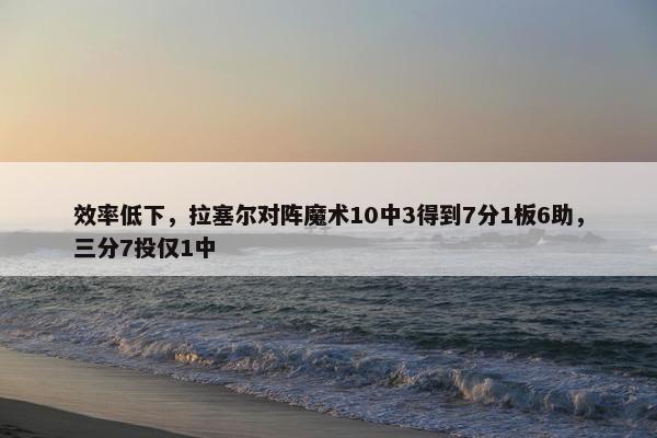 效率低下，拉塞尔对阵魔术10中3得到7分1板6助，三分7投仅1中