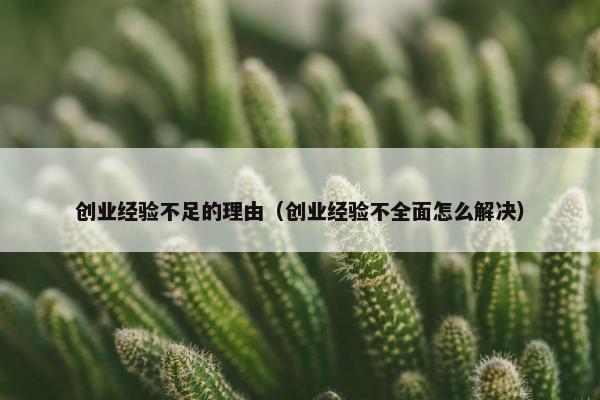 创业经验不足的理由（创业经验不全面怎么解决）