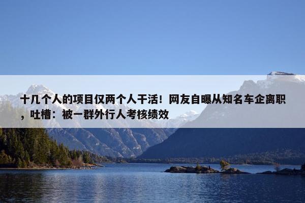 十几个人的项目仅两个人干活！网友自曝从知名车企离职，吐槽：被一群外行人考核绩效