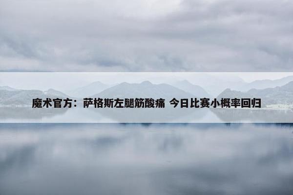 魔术官方：萨格斯左腿筋酸痛 今日比赛小概率回归