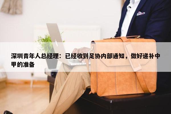 深圳青年人总经理：已经收到足协内部通知，做好递补中甲的准备