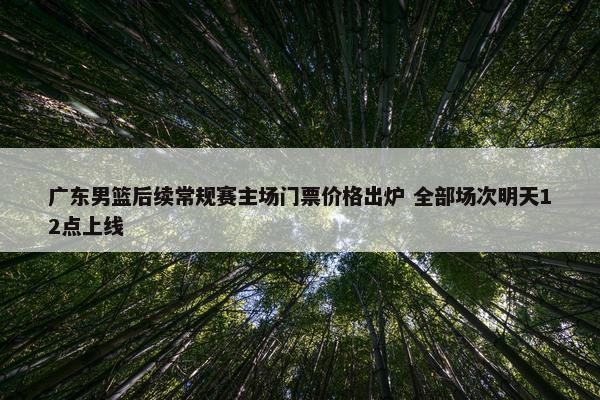 广东男篮后续常规赛主场门票价格出炉 全部场次明天12点上线