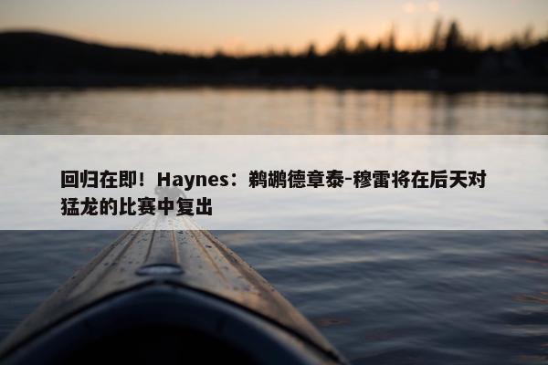 回归在即！Haynes：鹈鹕德章泰-穆雷将在后天对猛龙的比赛中复出