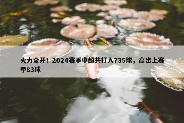 火力全开！2024赛季中超共打入735球，高出上赛季83球