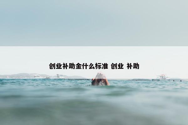 创业补助金什么标准 创业 补助