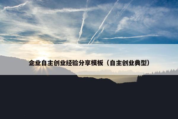 企业自主创业经验分享模板（自主创业典型）