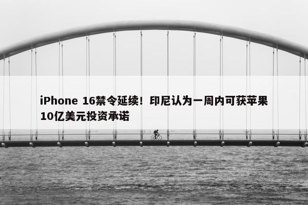 iPhone 16禁令延续！印尼认为一周内可获苹果10亿美元投资承诺