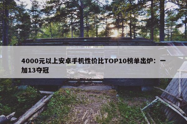 4000元以上安卓手机性价比TOP10榜单出炉：一加13夺冠