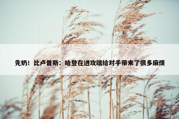 先奶！比卢普斯：哈登在进攻端给对手带来了很多麻烦