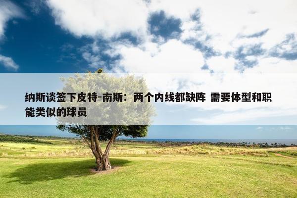 纳斯谈签下皮特-南斯：两个内线都缺阵 需要体型和职能类似的球员