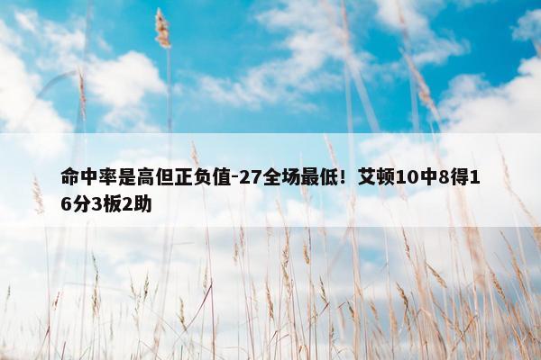 命中率是高但正负值-27全场最低！艾顿10中8得16分3板2助