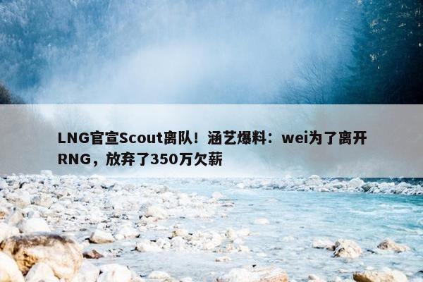 LNG官宣Scout离队！涵艺爆料：wei为了离开RNG，放弃了350万欠薪