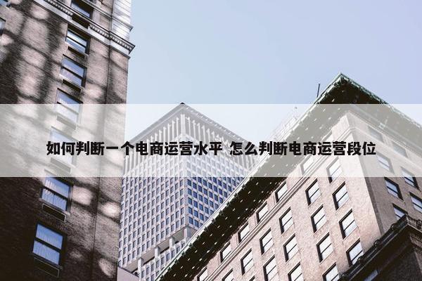 如何判断一个电商运营水平 怎么判断电商运营段位