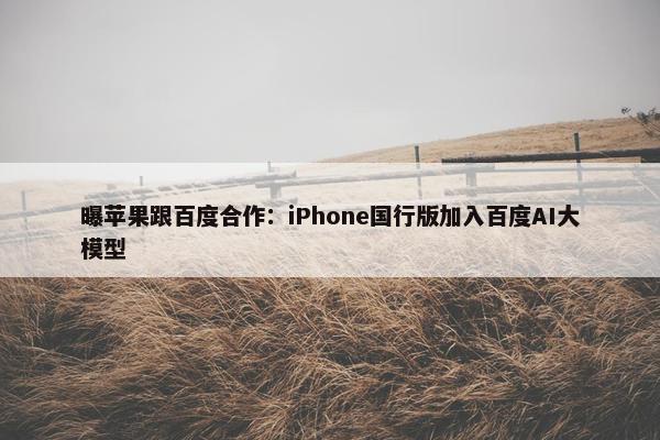 曝苹果跟百度合作：iPhone国行版加入百度AI大模型