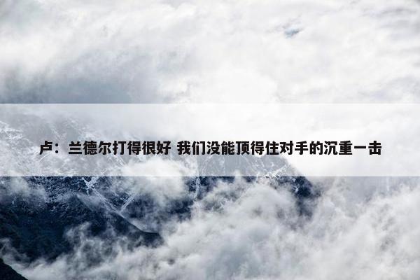 卢：兰德尔打得很好 我们没能顶得住对手的沉重一击