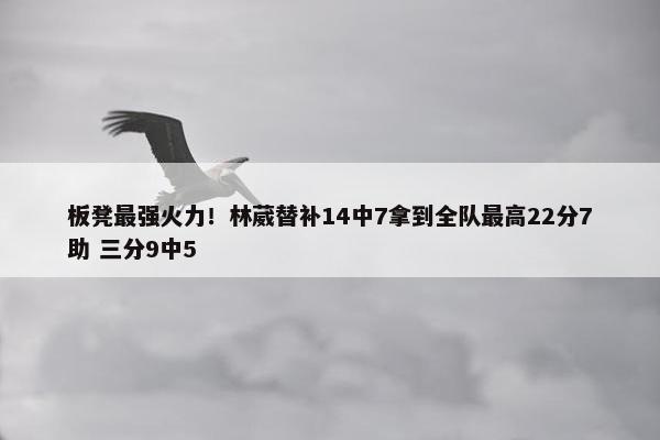 板凳最强火力！林葳替补14中7拿到全队最高22分7助 三分9中5