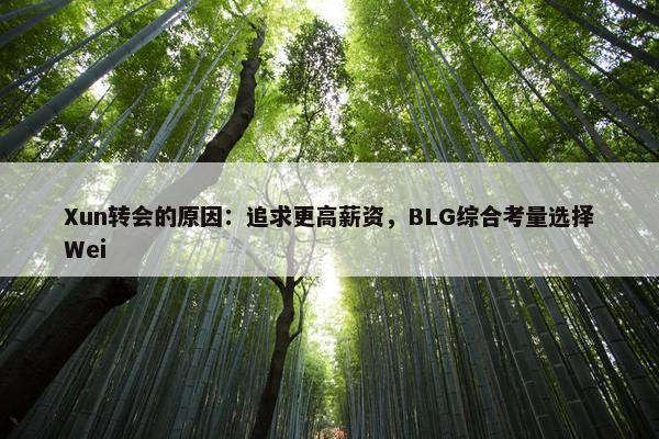 Xun转会的原因：追求更高薪资，BLG综合考量选择Wei