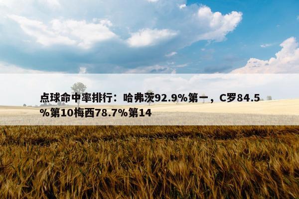 点球命中率排行：哈弗茨92.9%第一，C罗84.5%第10梅西78.7%第14