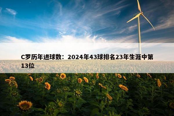 C罗历年进球数：2024年43球排名23年生涯中第13位