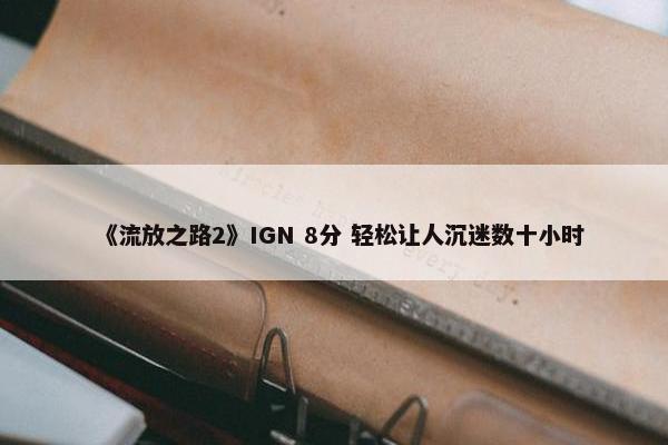 《流放之路2》IGN 8分 轻松让人沉迷数十小时