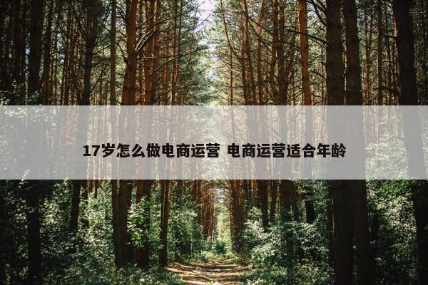 17岁怎么做电商运营 电商运营适合年龄