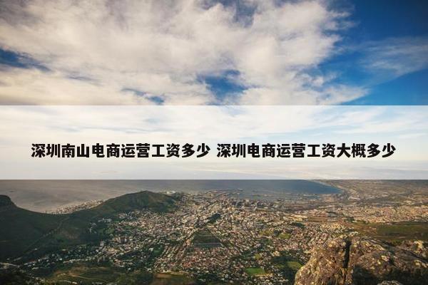 深圳南山电商运营工资多少 深圳电商运营工资大概多少