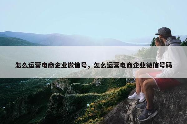 怎么运营电商企业微信号，怎么运营电商企业微信号码