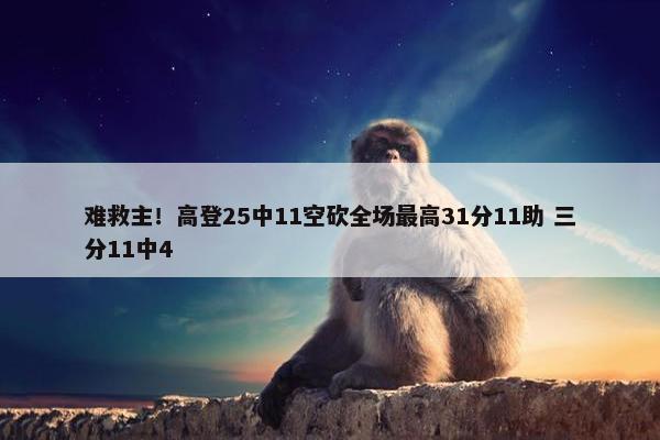 难救主！高登25中11空砍全场最高31分11助 三分11中4