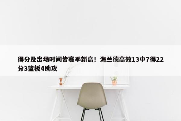 得分及出场时间皆赛季新高！海兰德高效13中7得22分3篮板4助攻