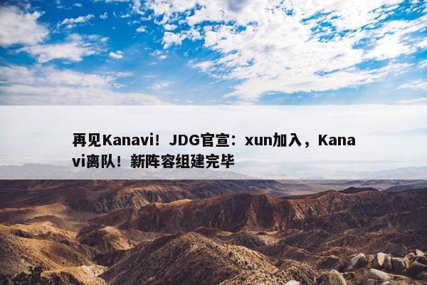 再见Kanavi！JDG官宣：xun加入，Kanavi离队！新阵容组建完毕