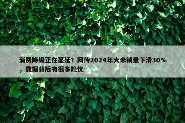 消费降级正在蔓延？网传2024年大米销量下滑30%，数据背后有很多隐忧