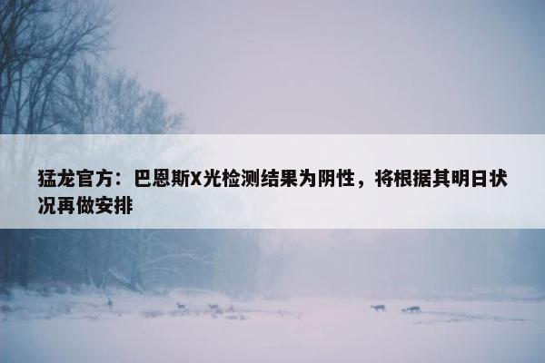 猛龙官方：巴恩斯X光检测结果为阴性，将根据其明日状况再做安排