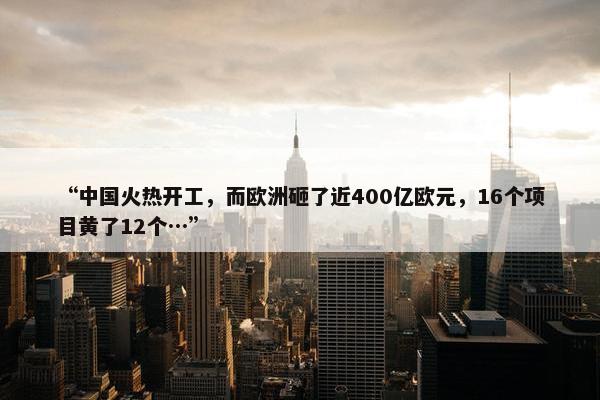 “中国火热开工，而欧洲砸了近400亿欧元，16个项目黄了12个…”