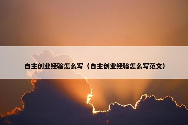 自主创业经验怎么写（自主创业经验怎么写范文）