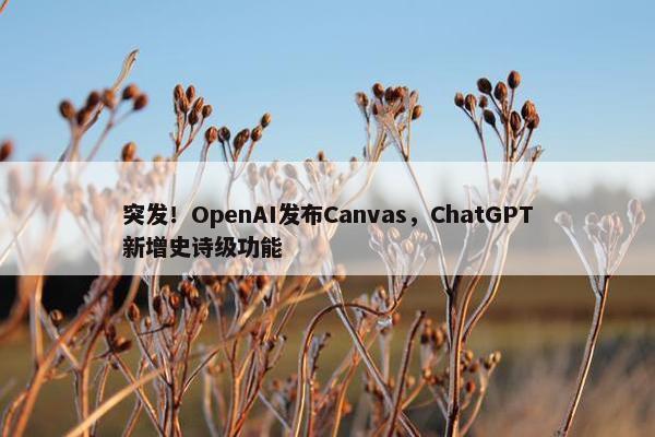 突发！OpenAI发布Canvas，ChatGPT新增史诗级功能