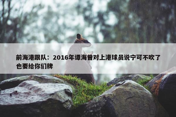 前海港跟队：2016年谭海曾对上港球员说宁可不吹了也要给你们牌