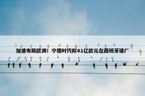 加速布局欧洲！宁德时代拟41亿欧元在西班牙建厂