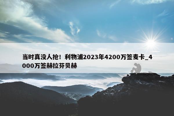 当时真没人抢！利物浦2023年4200万签麦卡_4000万签赫拉芬贝赫