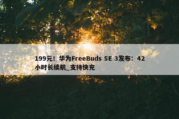 199元！华为FreeBuds SE 3发布：42小时长续航_支持快充