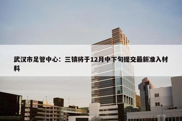 武汉市足管中心：三镇将于12月中下旬提交最新准入材料