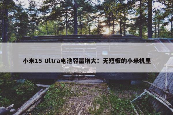 小米15 Ultra电池容量增大：无短板的小米机皇