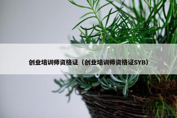 创业培训师资格证（创业培训师资格证SYB）