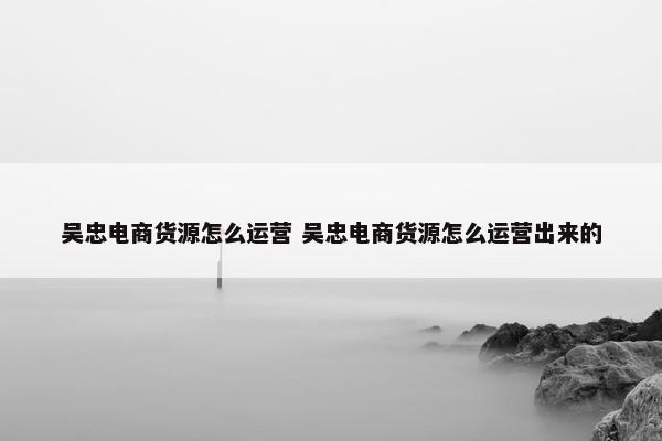 吴忠电商货源怎么运营 吴忠电商货源怎么运营出来的