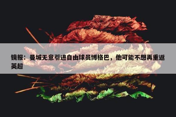 镜报：曼城无意引进自由球员博格巴，他可能不想再重返英超