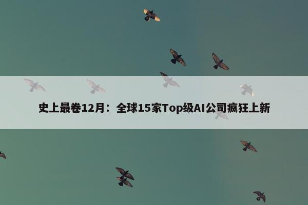 史上最卷12月：全球15家Top级AI公司疯狂上新