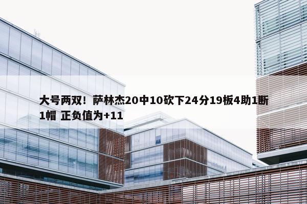 大号两双！萨林杰20中10砍下24分19板4助1断1帽 正负值为+11