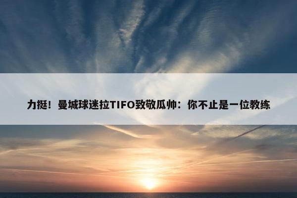 力挺！曼城球迷拉TIFO致敬瓜帅：你不止是一位教练