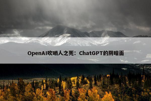 OpenAI吹哨人之死：ChatGPT的阴暗面