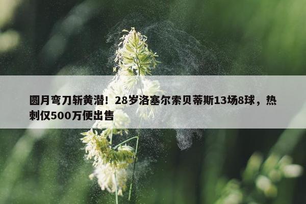 圆月弯刀斩黄潜！28岁洛塞尔索贝蒂斯13场8球，热刺仅500万便出售