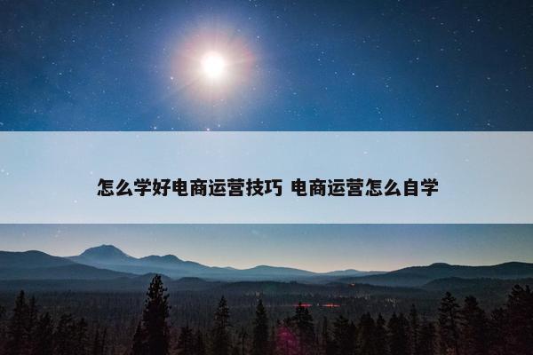 怎么学好电商运营技巧 电商运营怎么自学